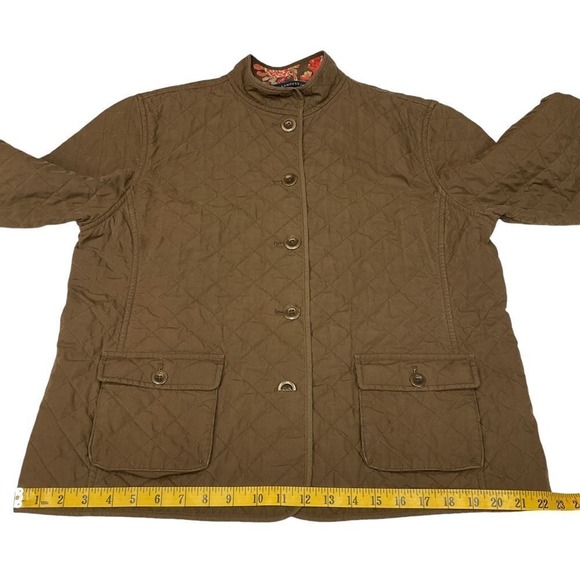 Lands' End Thermolite Reversible Barn Quilted Jacket Brown Floral Print Size‎ L - Picture 9 of 16